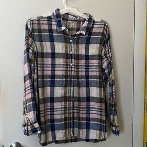 LL Bean linen check-print shirt
